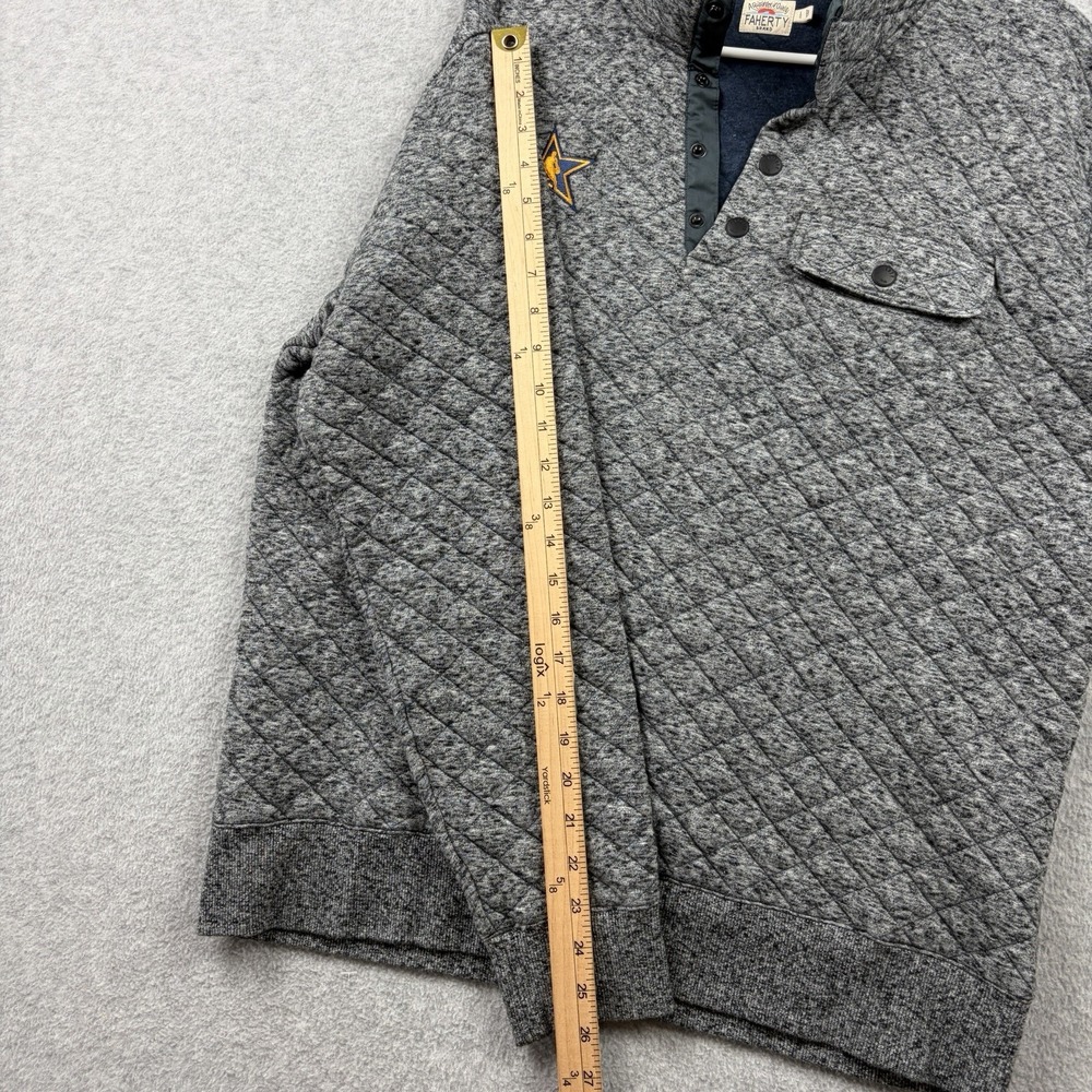 Faherty Epic Quilted Fleece Pullover Mens Large Gray 1/4 Snap T Jacket NBA Logo‎ - Picture 9 of 10